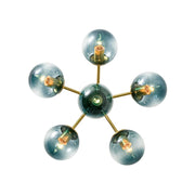 Bloom Brass Blue Glass Bubble Semi Flush Chandelier