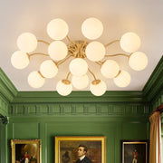 Bloom Brass Frosted Glass Bubble Semi Flush Chandelier