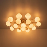 Bloom Brass Frosted Glass Bubble Semi Flush Chandelier