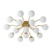 Bloom Brass Frosted Glass Bubble Semi Flush Chandelier