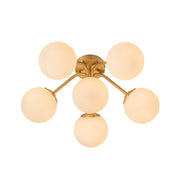 Bloom Brass Frosted Glass Bubble Semi Flush Chandelier