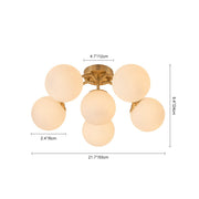 Bloom Brass Frosted Glass Bubble Semi Flush Chandelier