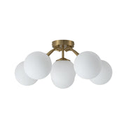 Bloom Brass Frosted Glass Bubble Semi Flush Chandelier