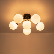 Bloom Brass Frosted Glass Bubble Semi Flush Chandelier