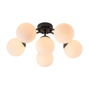 Bloom Brass Frosted Glass Bubble Semi Flush Chandelier