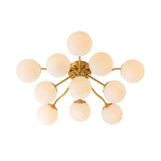 Bloom Brass Frosted Glass Bubble Semi Flush Chandelier