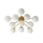 Bloom Brass Frosted Glass Bubble Semi Flush Chandelier