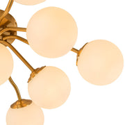 Bloom Brass Frosted Glass Bubble Semi Flush Chandelier