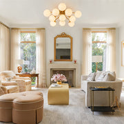 Bloom Brass Frosted Glass Bubble Semi Flush Chandelier
