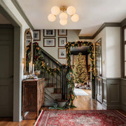 Bloom Brass Frosted Glass Bubble Semi Flush Chandelier