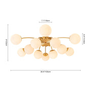 Blossom 12-Light Opal Glass Bubble Semi Flush Chandelier
