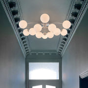Blossom 12-Light Opal Glass Bubble Semi Flush Chandelier