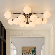 Blossom 12-Light Opal Glass Bubble Semi Flush Chandelier