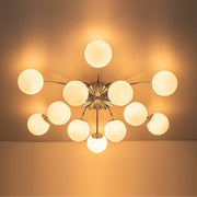 Blossom 12-Light Opal Glass Bubble Semi Flush Chandelier