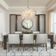 Brass Cluster Ribbed Glass Globe Bubble Chandelier