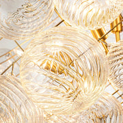 Brass Cluster Ribbed Glass Globe Bubble Chandelier