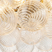 Brass Cluster Ribbed Glass Globe Bubble Chandelier