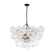 Brass Cluster Ribbed Glass Globe Bubble Chandelier