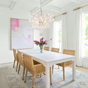 Brass Cluster Ribbed Glass Globe Bubble Chandelier