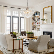 Brass Cluster Ribbed Glass Globe Bubble Chandelier