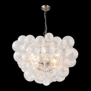 Brass Cluster Ribbed Glass Globe Bubble Chandelier
