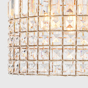 French Antique Brass Crystal Cage Chandelier