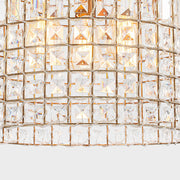 French Antique Brass Crystal Cage Chandelier