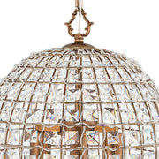 French Antique Brass Crystal Cage Chandelier