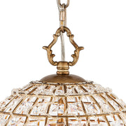 French Antique Brass Crystal Cage Chandelier