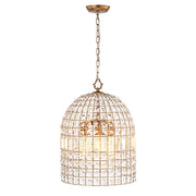 French Antique Brass Crystal Cage Chandelier