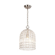 French Antique Brass Crystal Cage Chandelier