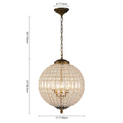 French Antique Brass Crystal Globe Chandelier