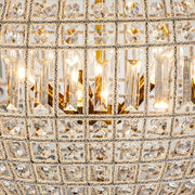 French Antique Brass Crystal Globe Chandelier