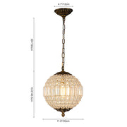 French Antique Brass Crystal Globe Chandelier