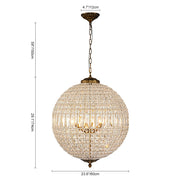 French Antique Brass Crystal Globe Chandelier
