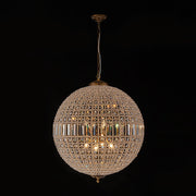 French Antique Brass Crystal Globe Chandelier
