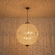 French Antique Brass Crystal Globe Chandelier