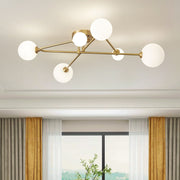 Frosted Bubble Linear Sputnik Semi Flush Mount