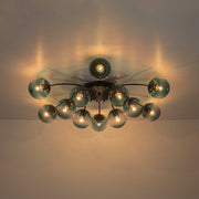 Glam Bloom 12-Light Blue Glass Bubble Semi Flush Chandelier