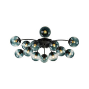 Glam Bloom 12-Light Blue Glass Bubble Semi Flush Chandelier