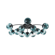 Glam Bloom 12-Light Blue Glass Bubble Semi Flush Chandelier
