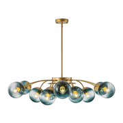 Glam Bloom 12-Light Blue Glass Bubble Semi Flush Chandelier