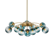 Glam Bloom 12-Light Blue Glass Bubble Semi Flush Chandelier