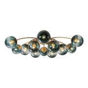 Glam Bloom 12-Light Blue Glass Bubble Semi Flush Chandelier