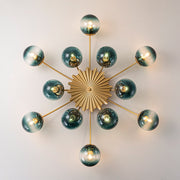 Glam Bloom 12-Light Blue Glass Bubble Semi Flush Chandelier