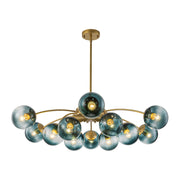 Glam Bloom 12-Light Blue Glass Bubble Semi Flush Chandelier