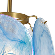 Glam Blue Iridescent Swirl Glass Round 1-Light Semi Flush