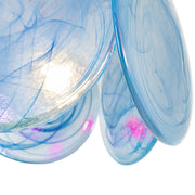 Glam Blue Iridescent Swirl Glass Round 1-Light Semi Flush