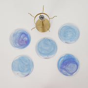 Glam Blue Iridescent Swirl Glass Round 1-Light Semi Flush