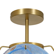 Glam Blue Iridescent Swirl Glass Round 1-Light Semi Flush
